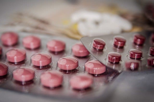 Medication Blister packs of pink tablets